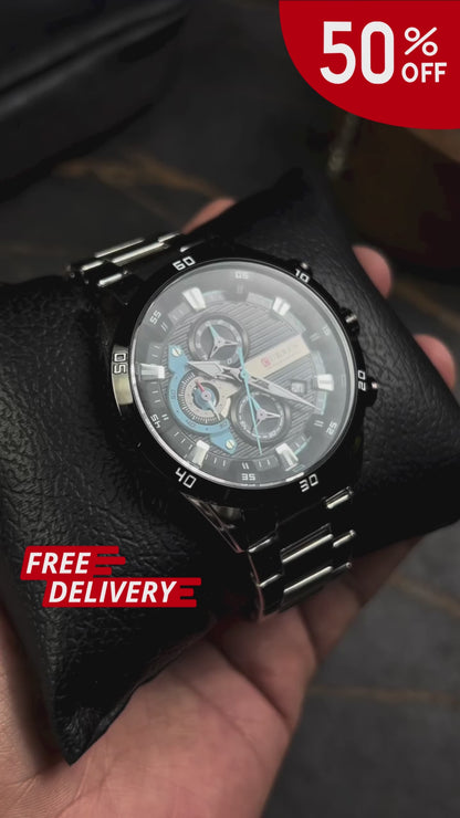🔥 CURREN Men’s Luxury Chronograph Watch – Stainless Steel Body - All Dials Working