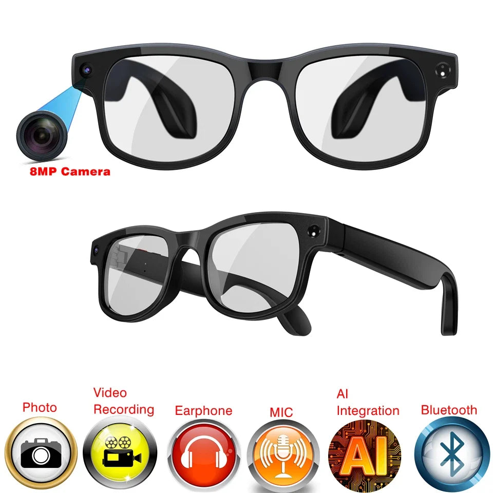 Smart Camera Glasses 1080P HD - AI Bluetooth Video Recording Glasses With Voice Control