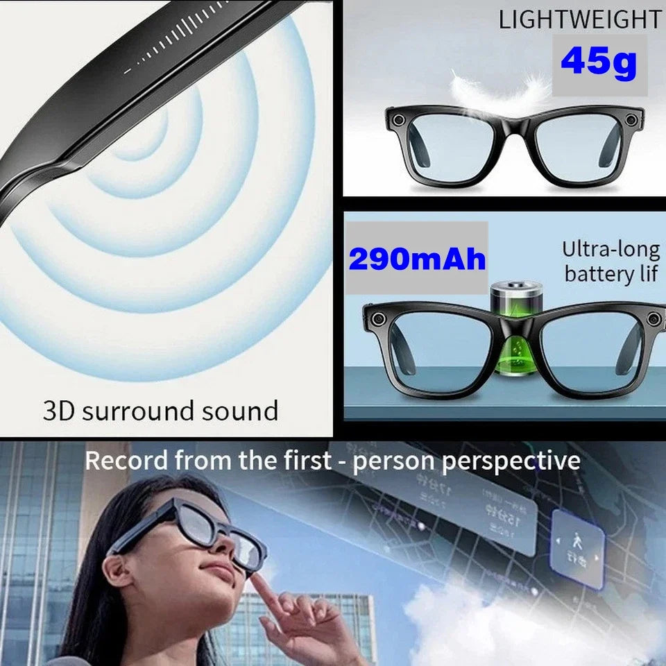 Smart Camera Glasses 1080P HD - AI Bluetooth Video Recording Glasses With Voice Control